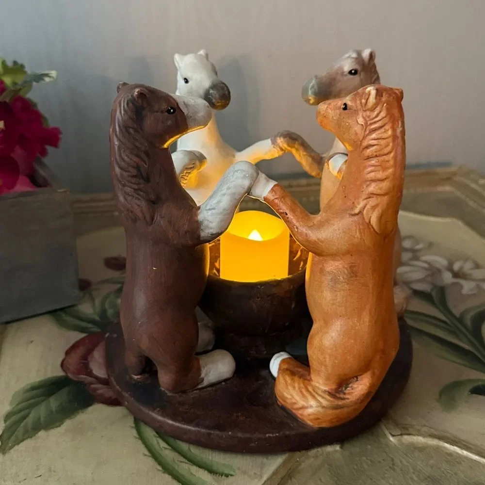 Vintage 2002 PENCO HORSES Circle of Friends Candle Holder